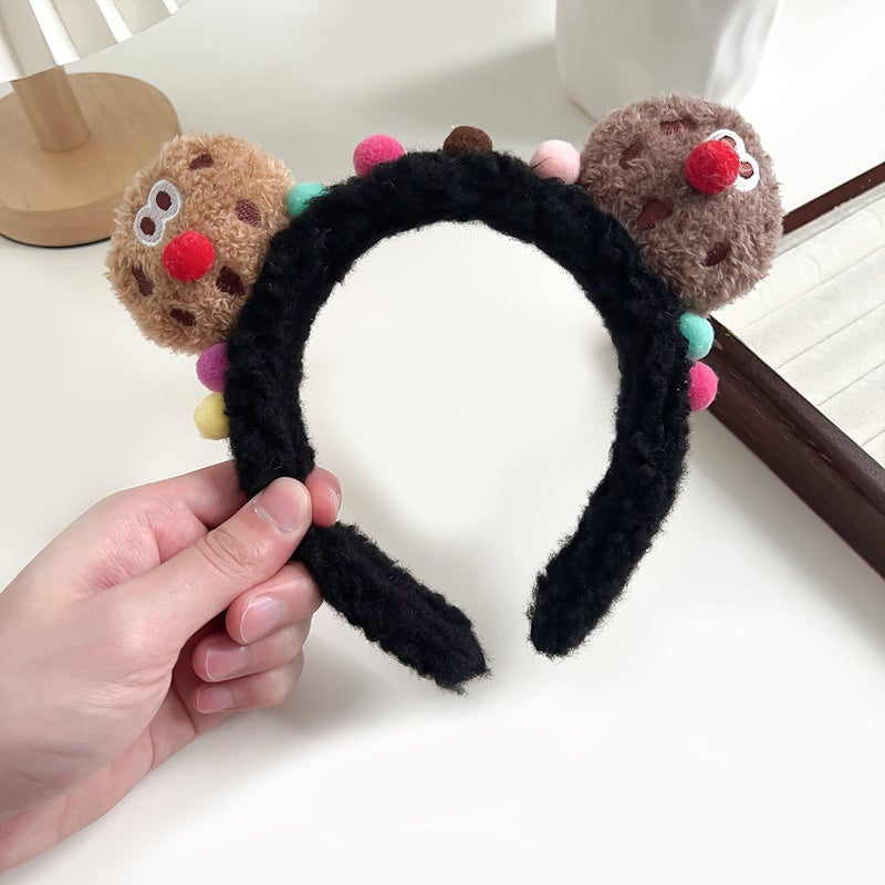 Generic Canyi Special Face Wash for Women 2024 New Autumn and Winter Headband Headband Cute Cartoon Plush Bear Kt Cat Headband G1130-3 cookie black hairband