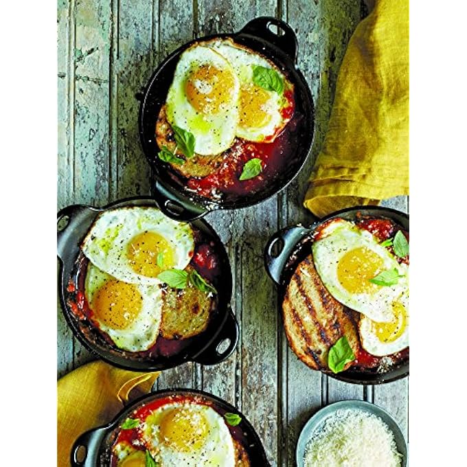 وعاء تقديم دائري صغير من الحديد الزهر مسبق التتبيل، سعة 041 لترًا، سعة 14 أونصة، غير قابل للأكسدة، أسود - Image 5