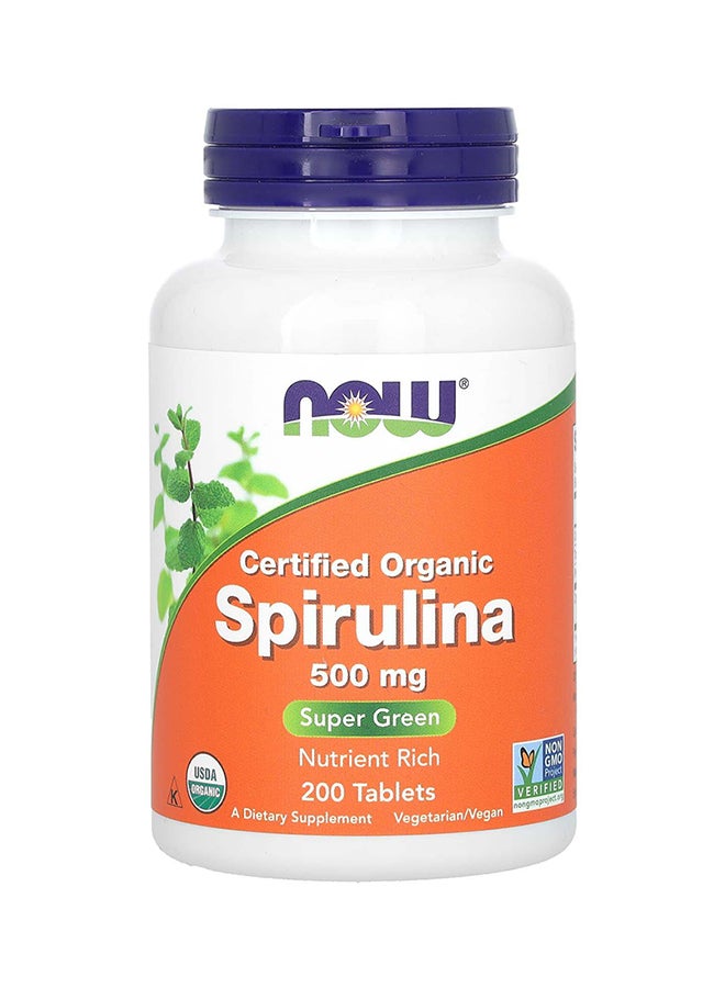 Now Foods Certified Organic Spirulina - 200 Tablets - Image 1