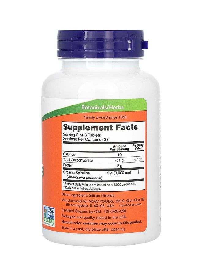 Now Foods Certified Organic Spirulina - 200 Tablets - Image 2