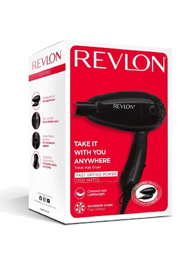 ريفلون مجفف شعر بتصميم مدمج وخفيف الوزن قابل للطي بقدرة 1200 واط، أسود 15.6 × 8 × 25.9 سم RVDR5305 - Image 5