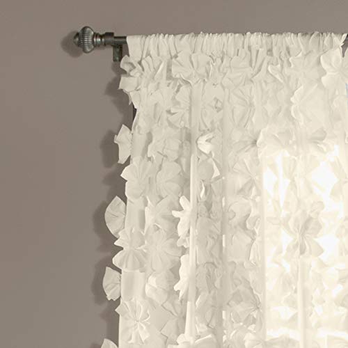 Lush Decor Riley Light Filtering Window Curtain Panel, Single 54" W x 95" L, Ivory - Cute Curtains for Bedroom - Bow Decor - Coquette Curtains for Windows - Image 2