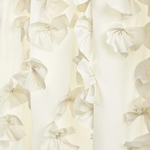 Lush Decor Riley Light Filtering Window Curtain Panel, Single 54" W x 95" L, Ivory - Cute Curtains for Bedroom - Bow Decor - Coquette Curtains for Windows - Image 5