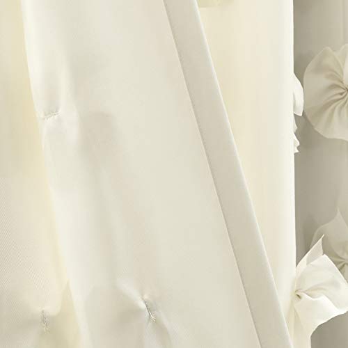 Lush Decor Riley Light Filtering Window Curtain Panel, Single 54" W x 95" L, Ivory - Cute Curtains for Bedroom - Bow Decor - Coquette Curtains for Windows - Image 4