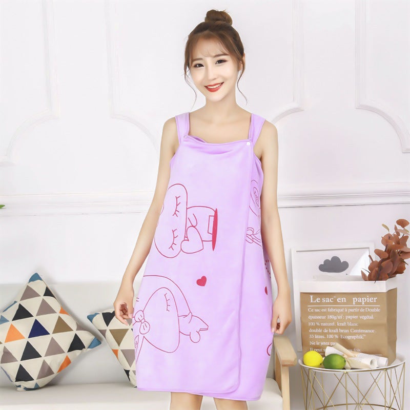 Bath Skirt Changeable Wearable Anti-Exposure Bath Towel Cartoon Printed Women'S Sling Beauty Salon Sweat Steaming Beach Bath Skirt - Image 1