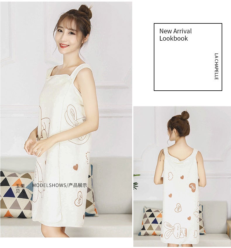 Bath Skirt Changeable Wearable Anti-Exposure Bath Towel Cartoon Printed Women'S Sling Beauty Salon Sweat Steaming Beach Bath Skirt - Image 3