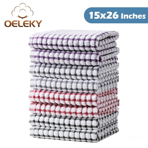 Oeleky Dish Towels for Kitchen, Cotton Kitchen Towels for Drying Dishes Pack of 8 (Multi C, 15X26 inches) - Image 5