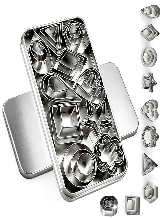 PEAKCLOUDS 30Pcs Mini Cookie Cutter Set，Stainless Steel Multi Shapes Kit Cutters for Baking, Holiday Cookies, Small Stainless Steel Fruit Veggie Tiny Polymer Clay Cutters for Kids - Image 1