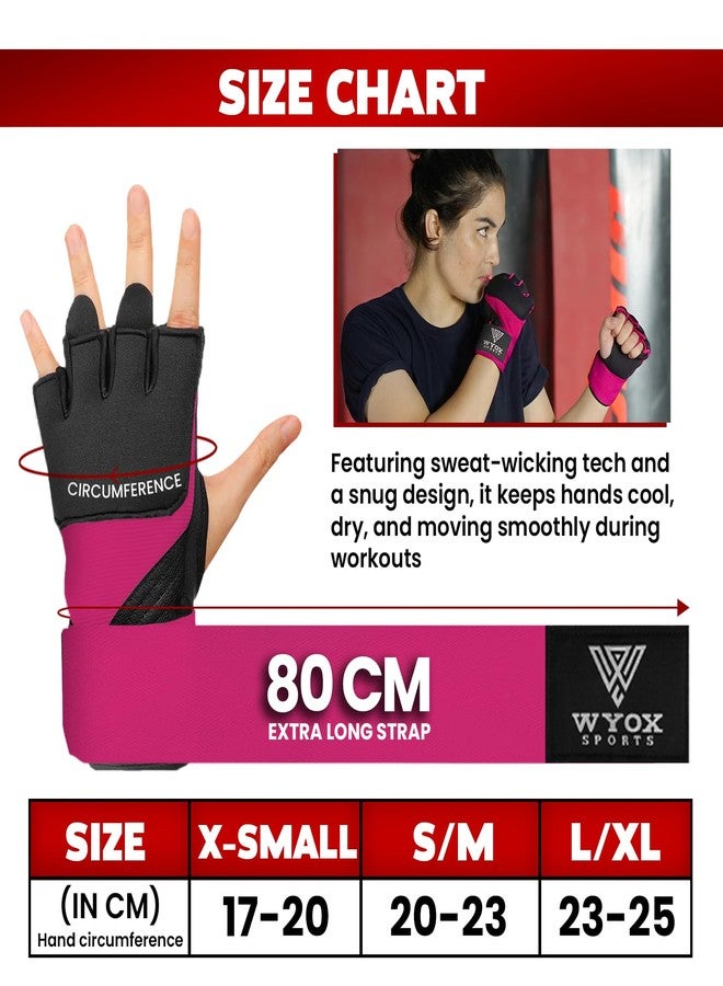 WYOX Gel Boxing Hand Wraps Inner Gloves for Men & Women, 80cm Quick Wrist Straps, Padded Knuckle Protection for Muay Thai Kickboxing, Hand Wraps for Boxing & Martial Arts (Pink, S/M) - Image 5
