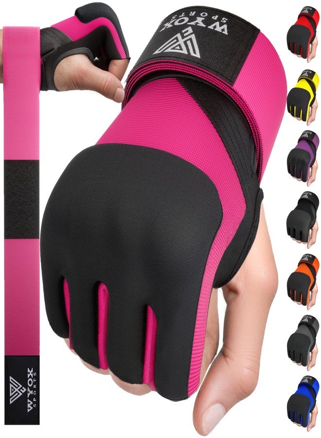WYOX Gel Boxing Hand Wraps Inner Gloves for Men & Women, 80cm Quick Wrist Straps, Padded Knuckle Protection for Muay Thai Kickboxing, Hand Wraps for Boxing & Martial Arts (Pink, S/M) - Image 1