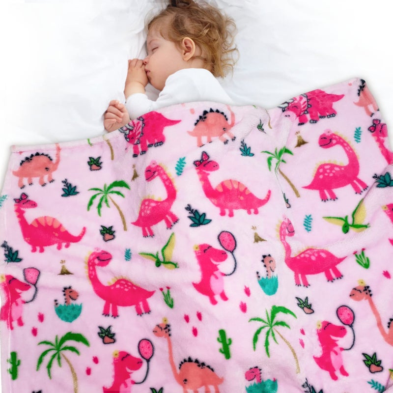 Lukeight Pink Dinosaur Toddler Blanket for Girls and Boys Plush and Thick Girls Blanket Birthday Gifts for Toddler and Baby Dinosaur 30x40 Inches