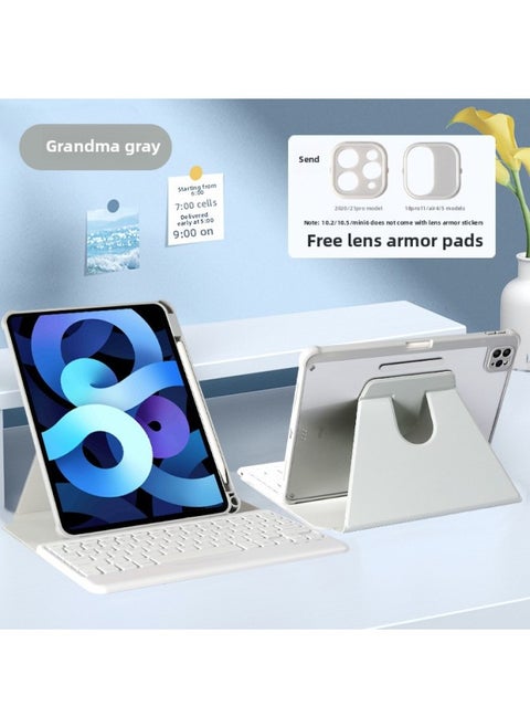 IPadAir2024360 Rotating Keyboard Protective Cover Pro2022 Vertical Screen AIr54 Separation 2018 Suitable-Color:Grandma Grey [single Leather Case]]-Applicable Model:iPad 10.2/10.5