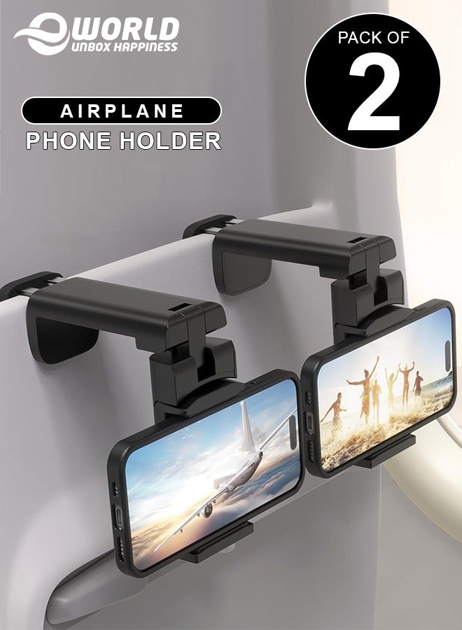 Eworld Pack of 2 Airplane Phone Holder Mount for Desk Trays and Travel, Multi-Directional Dual 360 Rotation for Unbeatable Convenience, Ideal for Kitchen Countertops, Cabinets, and Travel - Image 1