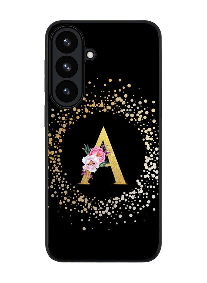 For Samsung Galaxy S26 Case,Slim fit Camera Protection, Shockproof Thin Phone cover  - Custom Monogram Floral - A ( Black )
