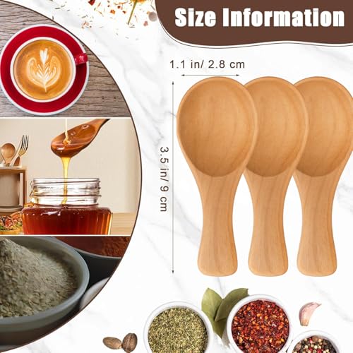 NOHUNT Teak Wooden Spoons – 9x2.8 cm Mini Serving Spoons for Spices, Honey, Sugar, Condiments – Smooth Edges, Ergonomic Handle, Durable, Heat Resistant, BPA-Free Kitchen Utensils (4 inch, 4, Count) - Image 3