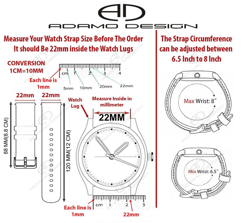ADAMO 22Mm Watch Strap Compatible For Phoenix Ultra/Phoenix/Pulse 2/Xtend Pro/Xtend Call And All 22Mm Wristwatch And Smartwatches, Tan - Image 4