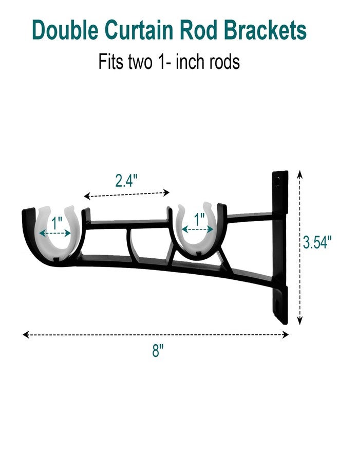 جودوي مجموعة من 3 قطع من حوامل قضبان الستائر المزدوجة، خطافات قضبان ستائر شديدة التحمل، حوامل قضبان ستائر سوداء لقضبان ستائر مقاس 1 بوصة، حوامل قضبان ستائر مزدوجة للتعليق على الحائط - Image 2