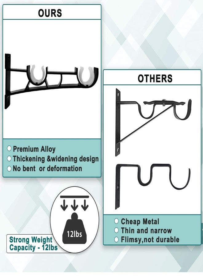 جودوي مجموعة من 3 قطع من حوامل قضبان الستائر المزدوجة، خطافات قضبان ستائر شديدة التحمل، حوامل قضبان ستائر سوداء لقضبان ستائر مقاس 1 بوصة، حوامل قضبان ستائر مزدوجة للتعليق على الحائط - Image 5