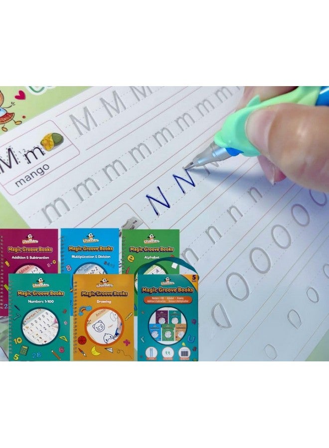 Channie's Channie’S Magic Groove Book Set, Kids’ Reusable Activity Books, Fun Workbooks For Homeschool Or Extra Practice; Improve Handwriting Skills, Letter & Number Formation, Includes 5 Books  - Image 1
