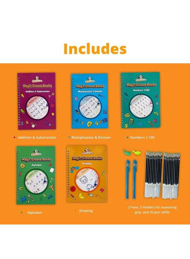 Channie's Channie’S Magic Groove Book Set, Kids’ Reusable Activity Books, Fun Workbooks For Homeschool Or Extra Practice; Improve Handwriting Skills, Letter & Number Formation, Includes 5 Books  - Image 3