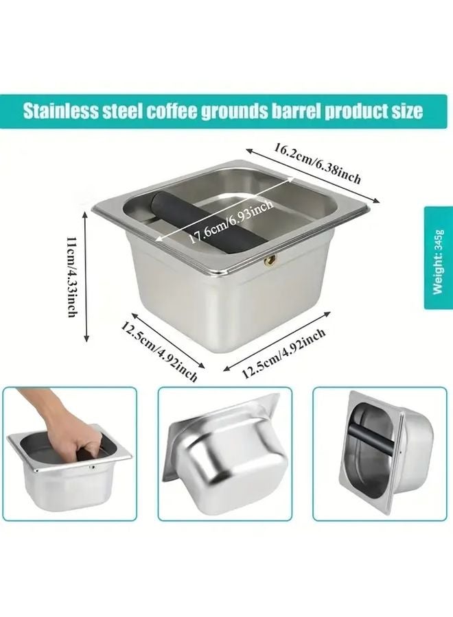 Stainless Steel Espresso Knock Box Durable Compact For Home Baristas - Image 3