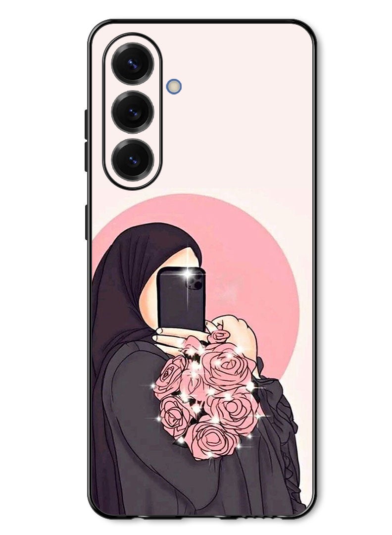 Theodor Case Compatible with Samsung Galaxy A57 Protection Shockproof Bumper Cover Making Selfies While Holding Flowers - Image 1