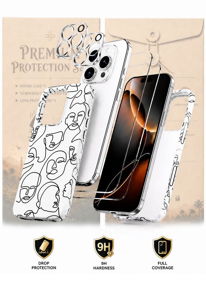 مافي مجموعة حماية 5 في 1 لهاتف iPhone 15 Pro - فتحة كاميرا كبيرة كاملة جراب حماية صلب مع واقيين للشاشة فائق الوضوح وواقيين شفافين لعدسة الكاميرا - غطاء هاتف فريد مطبوع مقاوم للخدوش وبصمات الأصابع مع أزرار مستقلة - Image 2