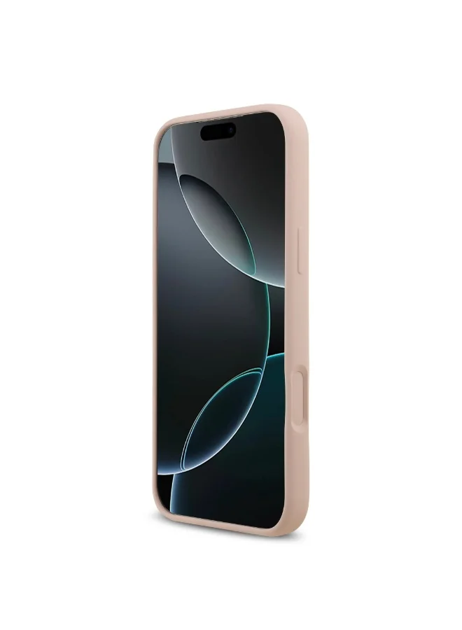 كارل لاغرفيلد جراب iPhone 17 Pro Max / غطاء خلفي من السيليكون السائل مع رسمة كارل / وردي