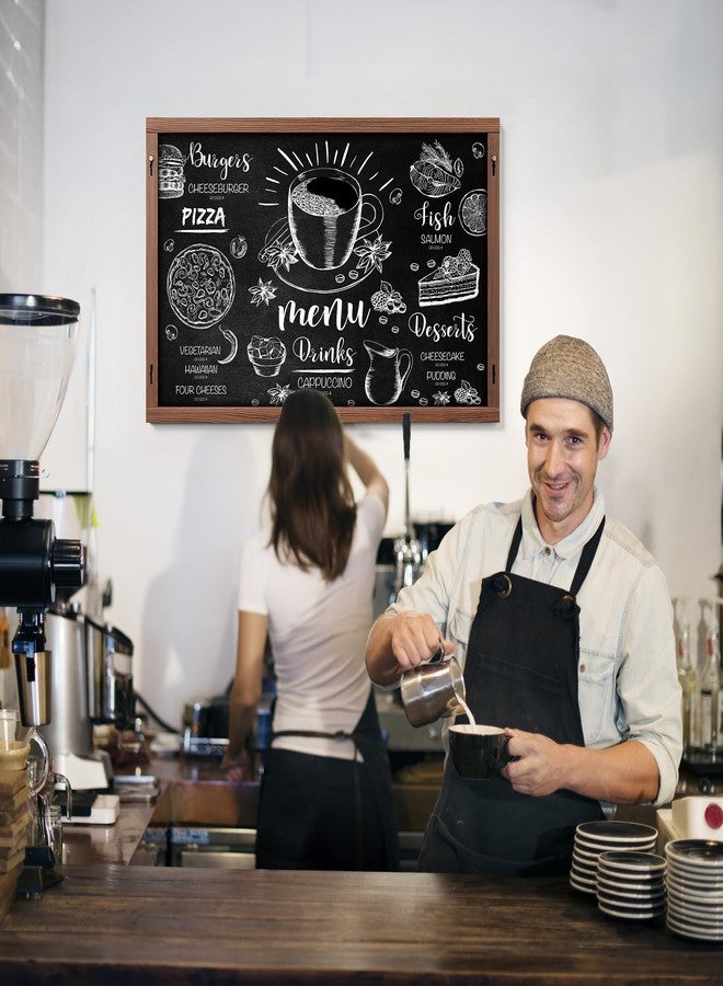 Chezerra 2-in-1 Double-Sided Magnetic Chalkboard 36"x24", Chalk Calendar Board & Large Blackboard for Kitchen & Home Decor, Schedule, Menu, Back-to-School Gift - Hanging Chalk Board with 2 Liquid Pens, Brown - Image 3