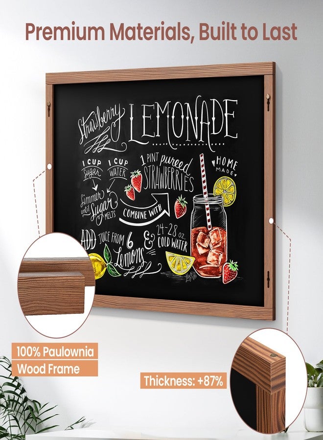 Chezerra 2-in-1 Double-Sided Magnetic Chalkboard 36"x24", Chalk Calendar Board & Large Blackboard for Kitchen & Home Decor, Schedule, Menu, Back-to-School Gift - Hanging Chalk Board with 2 Liquid Pens, Brown - Image 5