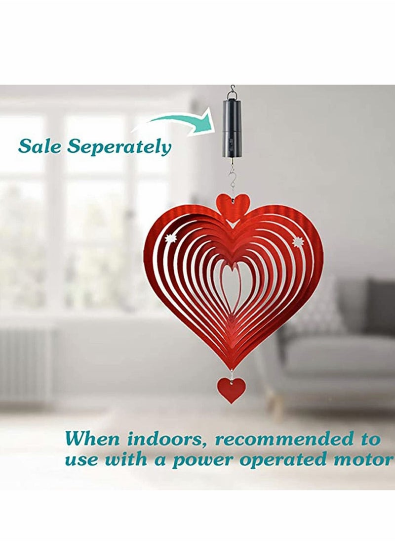 SYOSI - Wind Spinner 3D Art Garden Decor Stainless Steel Metal Sculptures Outdoor Decoration Gifts Red Love Heart Catchers - Image 1