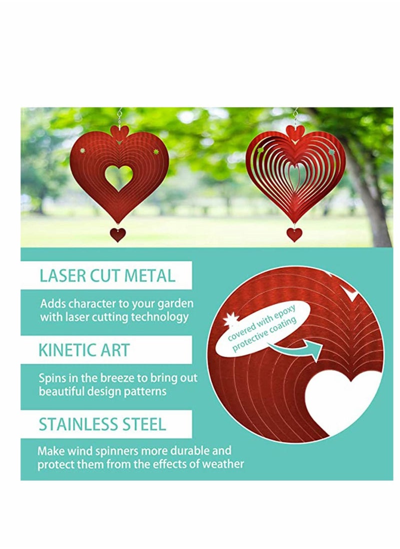 SYOSI - Wind Spinner 3D Art Garden Decor Stainless Steel Metal Sculptures Outdoor Decoration Gifts Red Love Heart Catchers - Image 1