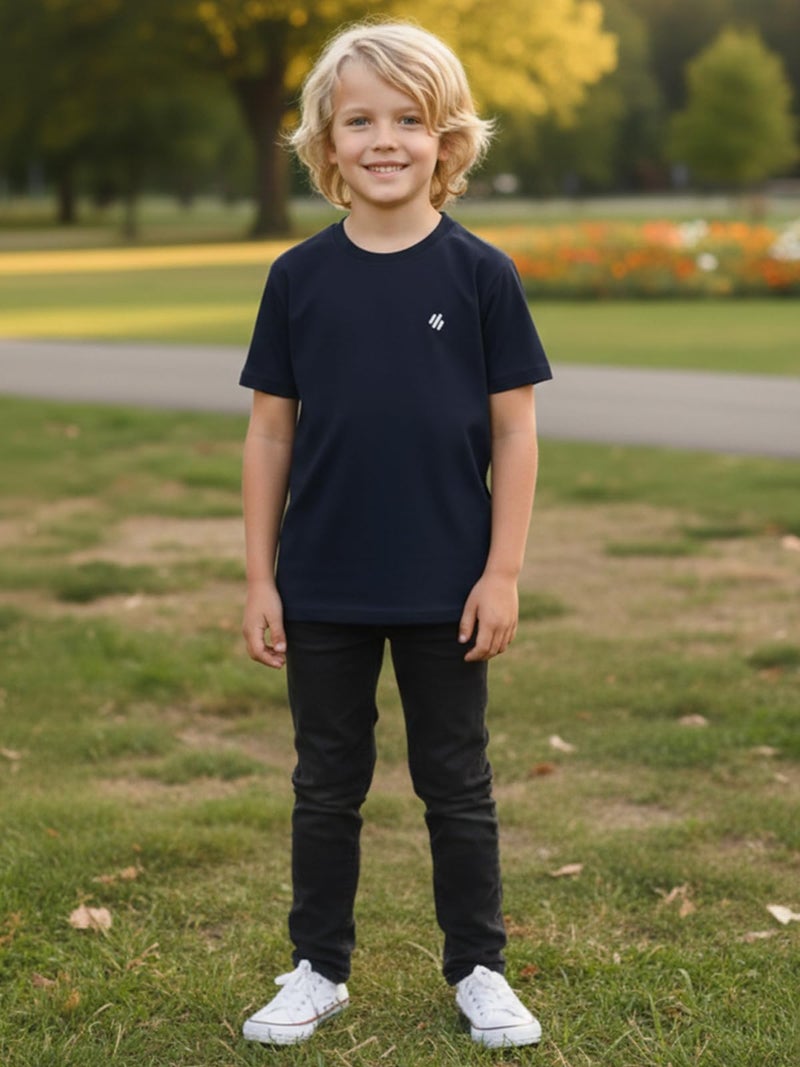 ONN Boy's Half Sleeves Round Neck Solid Cotton T-Shirt OA748_BLK_MST_GM_SGN_NB_75_5PC - Image 2