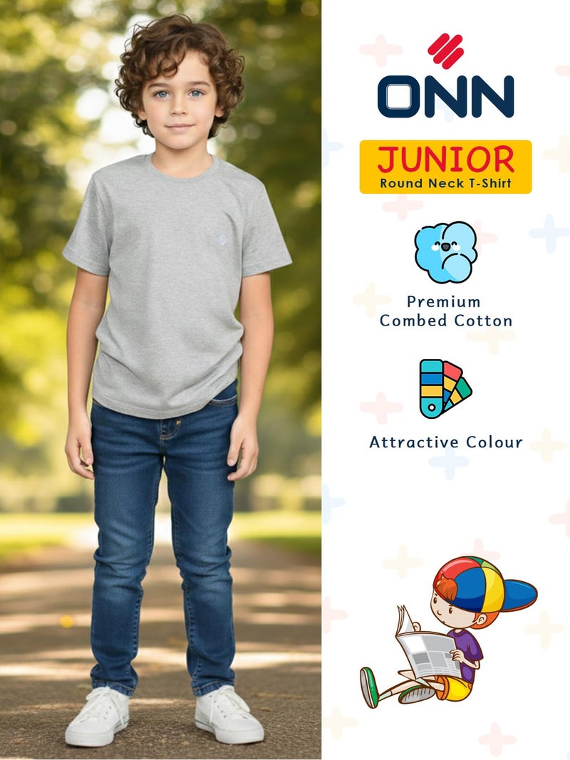 ONN Boy's Half Sleeves Round Neck Solid Cotton T-Shirt OA748_BLK_MST_GM_SGN_NB_75_5PC - Image 5