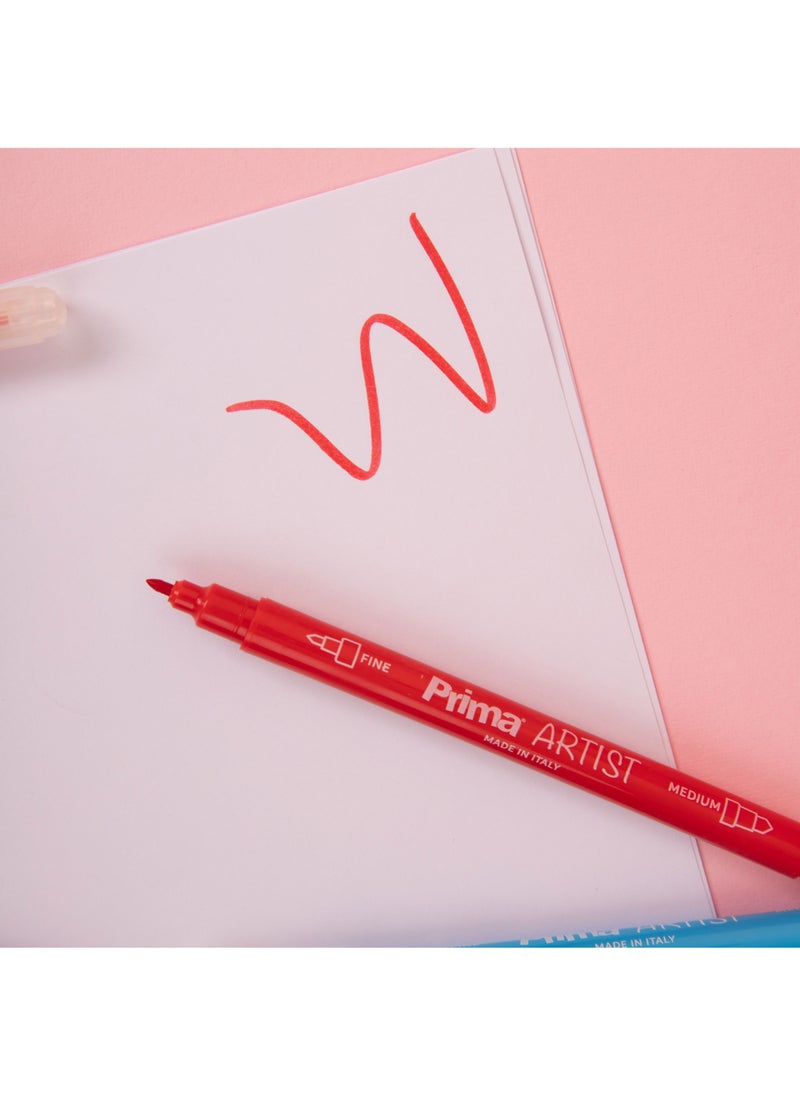 بريما أقلام رسم مائية مزدوجة الرأس  10 قطع × 12 عبوة - 120 قطعة - 10 ألوان قابلة للغسل — رأس عريض 4.7مم ورأس دقيق 2.6مم لدقة وتدرجات مبهرة، حبر إيطالي سريع الجفـا، قبضة مريحة، 12 حبة في الكرتون - Image 2