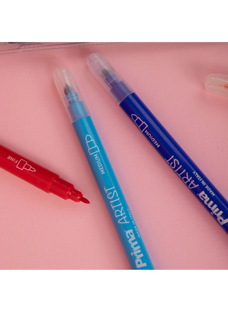 بريما أقلام رسم مائية مزدوجة الرأس  10 قطع × 12 عبوة - 120 قطعة - 10 ألوان قابلة للغسل — رأس عريض 4.7مم ورأس دقيق 2.6مم لدقة وتدرجات مبهرة، حبر إيطالي سريع الجفـا، قبضة مريحة، 12 حبة في الكرتون - Image 4