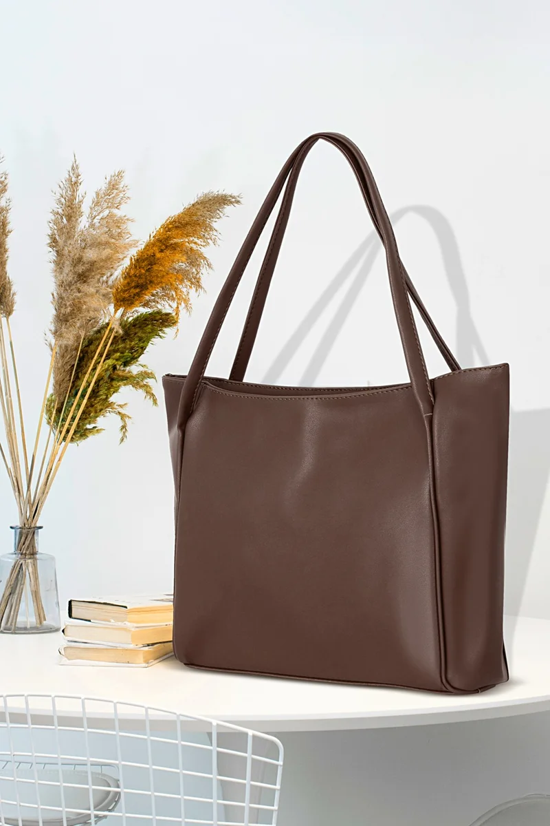 توني بلاك Original Large Volume Luxury Soft Leather Zippered Single Compartment Double Handle Large Handbag and Shoulder Bag