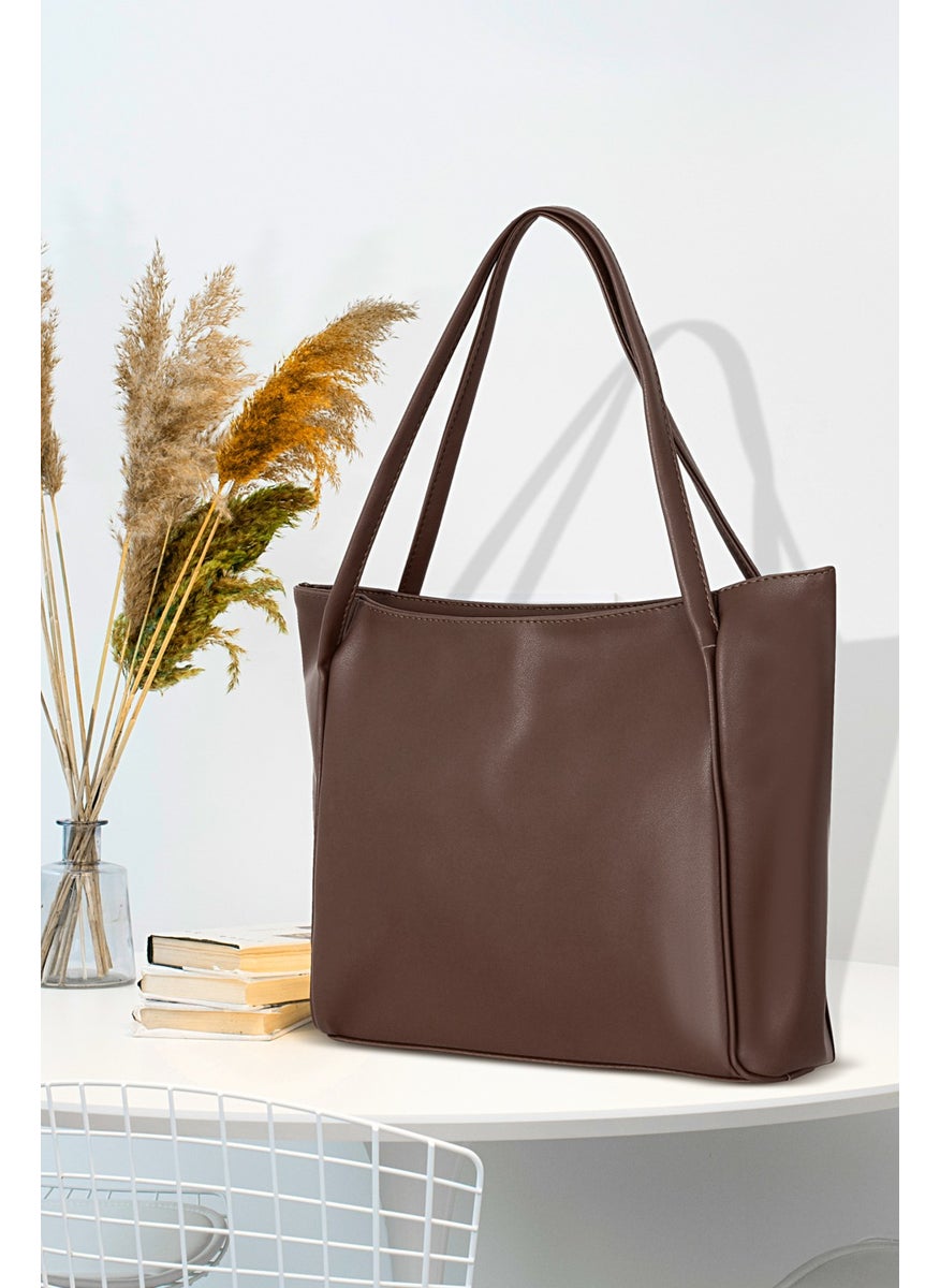 tonny black Original Large Volume Luxury Soft Leather Zippered Single Compartment Double Handle Large Handbag and Shoulder Bag  - Image 4