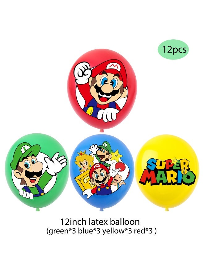 ماريو بالونات زينة لحفل عيد ميلاد بتصميم ماريو الكرتوني - عبوة من 12 - Image 2