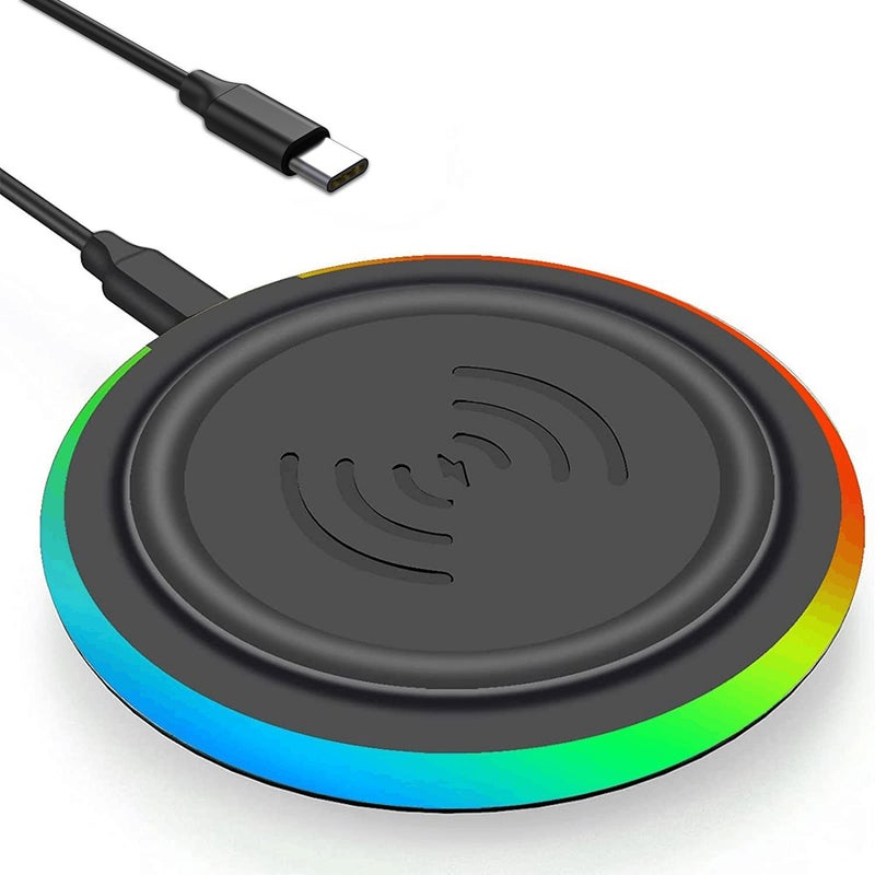 Slim Round YC15W 10W Wireless Charger for Apple Black type-c 