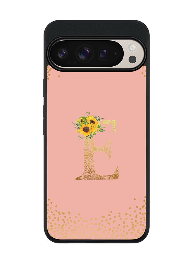 Stylizedd For Google Pixel 9 Pro XL Case,Slim fit Camera Protection, Shockproof Thin Phone cover - Custom Floral Monogram - E (Rose Pink ) - Image 1