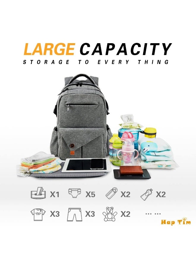 Hap Tim Multi-function Large Baby Diaper Bag Backpack W/Stroller Straps-Insulated Pockets-Changing Pad, Stylish & Durable with Anti-Water Material - Image 2