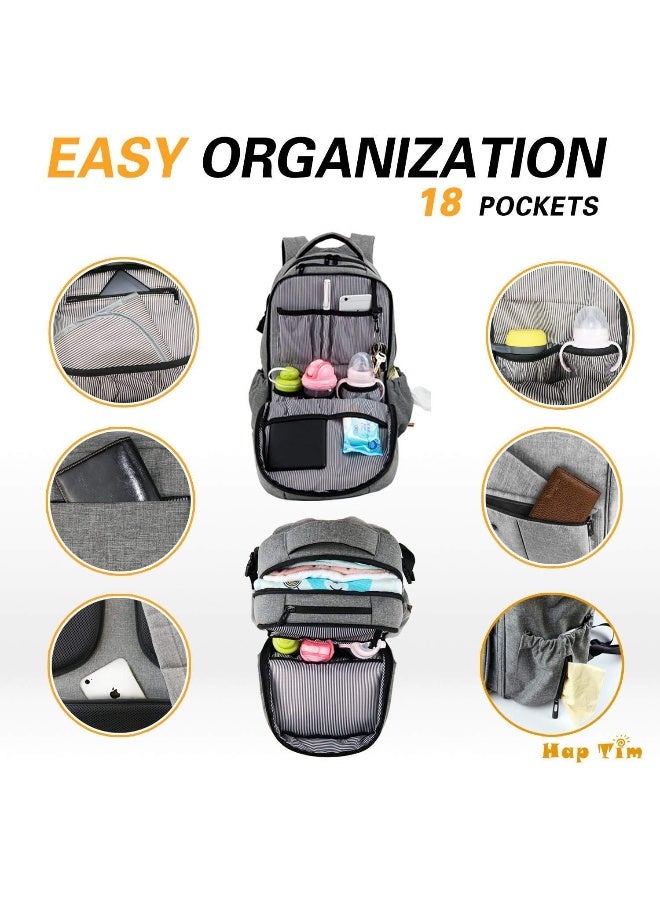 Hap Tim Multi-function Large Baby Diaper Bag Backpack W/Stroller Straps-Insulated Pockets-Changing Pad, Stylish & Durable with Anti-Water Material - Image 3