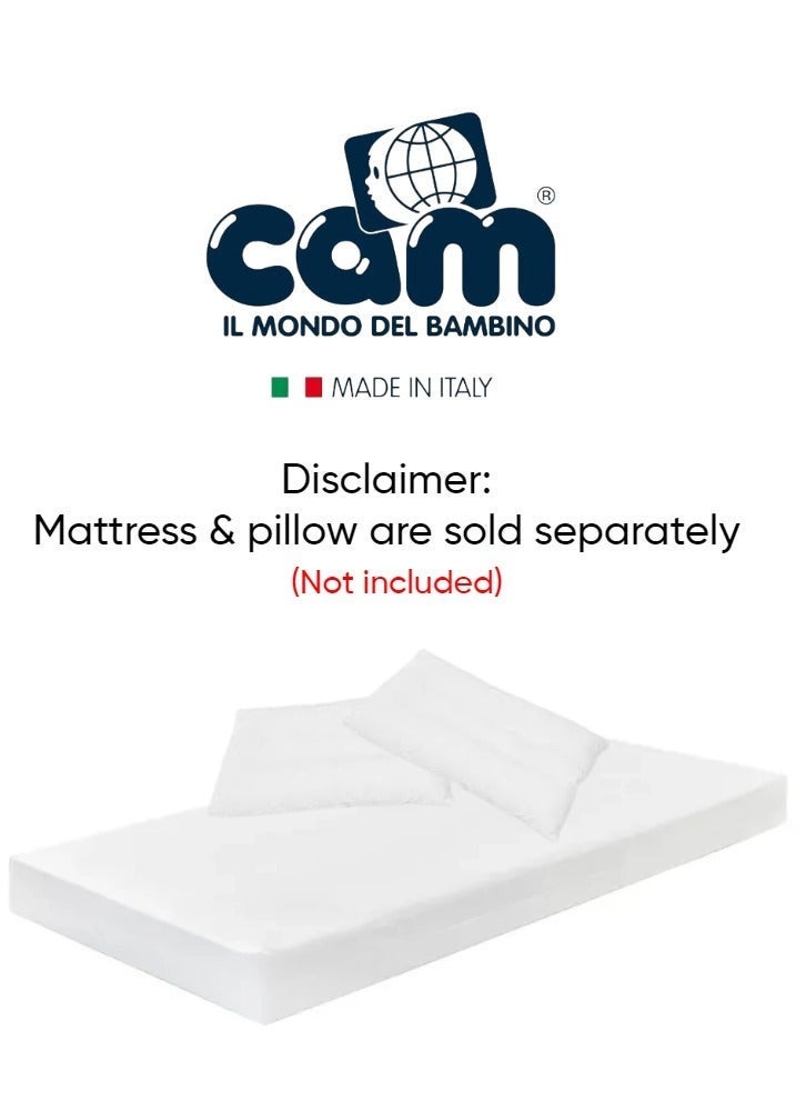 cam سرير أطفال Orsopolly Gray Cot - Cam Playard، سرير أطفال، صنع في إيطاليا مع ميزة الدبدوب السحري المزود بإضاءة خلفية، من 0 إلى 36 شهرًا، أربع عجلات، اثنتان منها مزودتان بفرامل أمان، سرير أطفال - Image 2