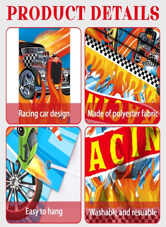 MinFyberd 3Pcs Race Car Party Door Banner Hot Car Party Decorations Racing Truck Birthday Party Door Covers Racing Wheels Game Backdrops Hot Racing Car Porch Sign for Kids Boys Birthday Party Supplies - Image 3