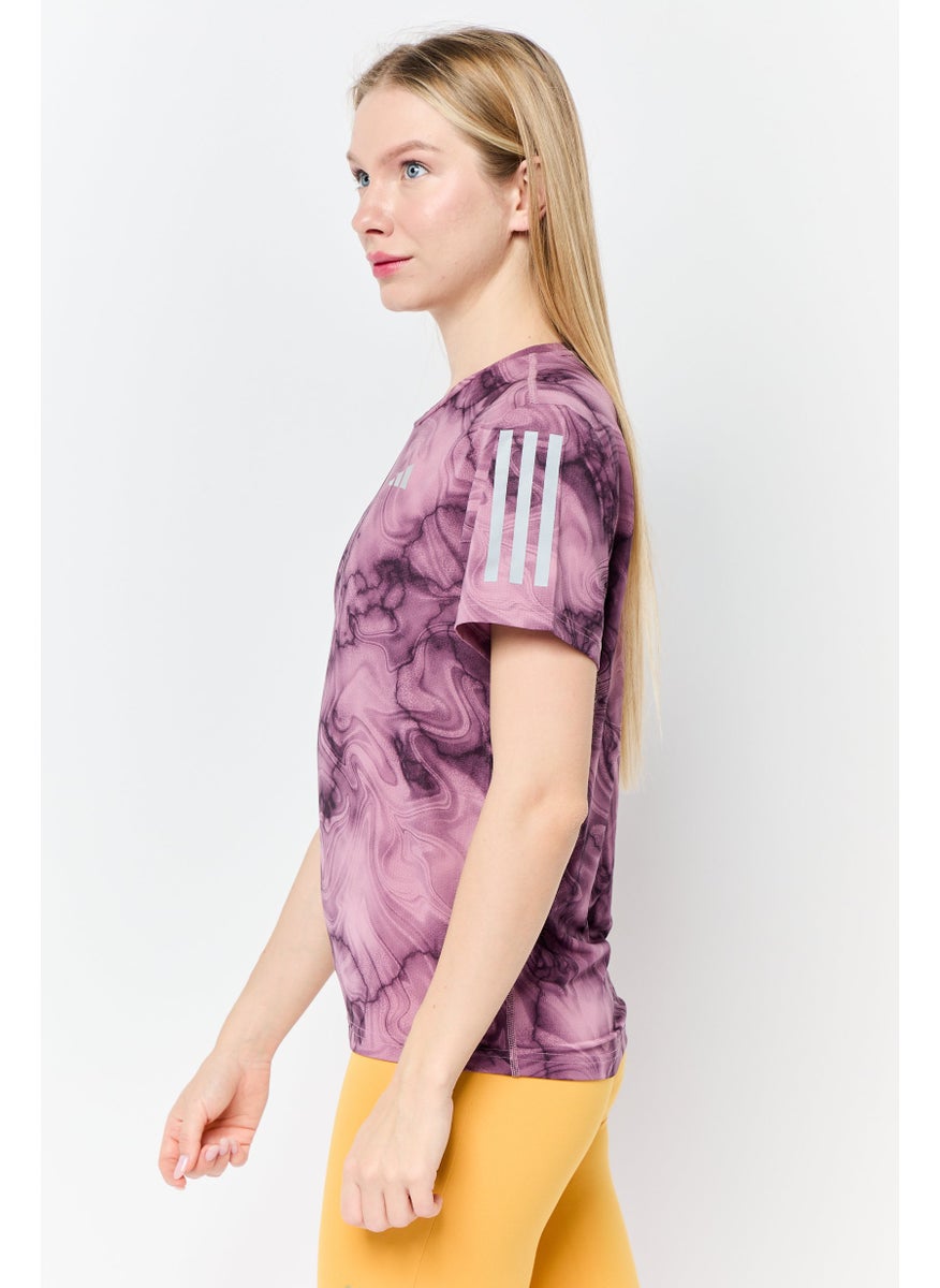 Adidas - Women Regular Fit Short Sleeve Running T-Shirts, Purple - Image 1