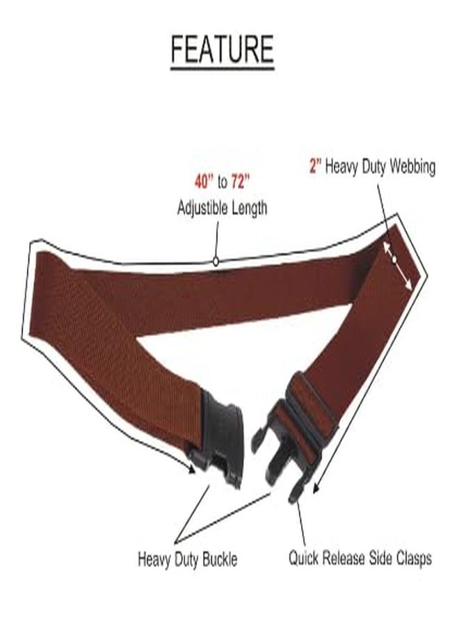 iCONY أحزمة أمتعة للحقائب، لتثبيت أغراضك، مصنوعة من مادة حزام الأمان، مقاس 2 بوصة × 6.5 قدم، مناسبة لحقائب الترولي وحقائب السفر (عبوة من 4 قطع، لون بني). - Image 3
