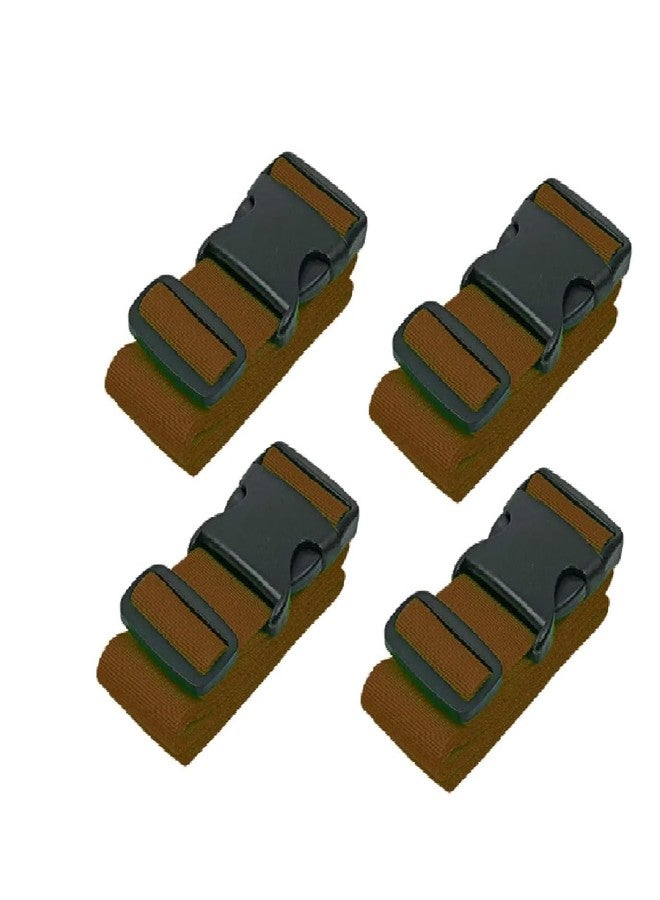 iCONY أحزمة أمتعة للحقائب، لتثبيت أغراضك، مصنوعة من مادة حزام الأمان، مقاس 2 بوصة × 6.5 قدم، مناسبة لحقائب الترولي وحقائب السفر (عبوة من 4 قطع، لون بني). - Image 1