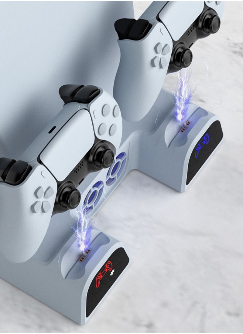 MissTiara - PS5 3-Speed Adjustable Silent Fans Cooling Stand with 2 Controller Charger Station and 11 Games Slots for PS5 Disc and Digital Editions - Image 1