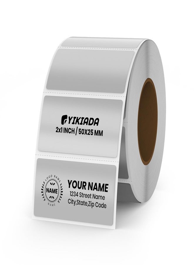 YIKIADA Metallic Silver Thermal Labels 1 × 2 Inch Vinyl Stickers 300 PCS - Image 1